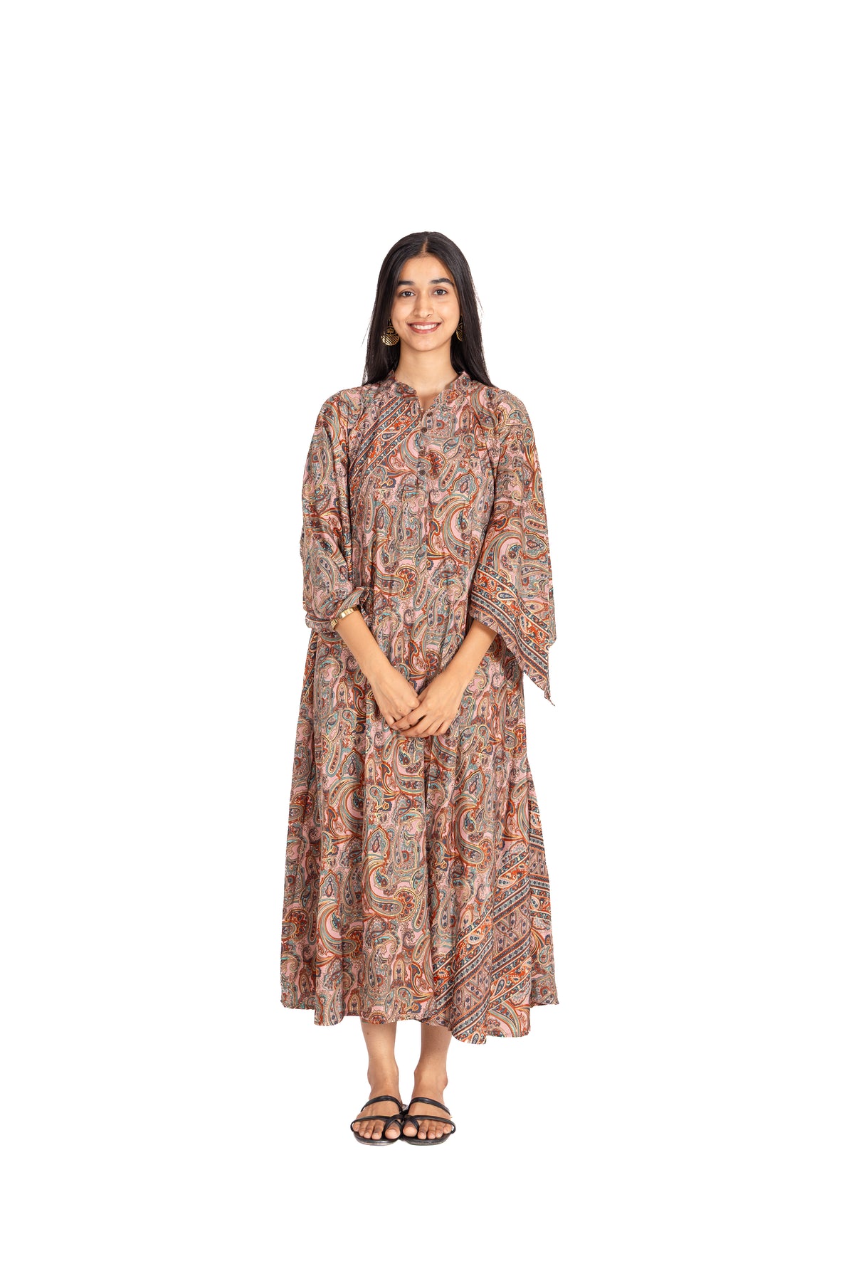 Blush Kimono Sleeve Kaftan Dress