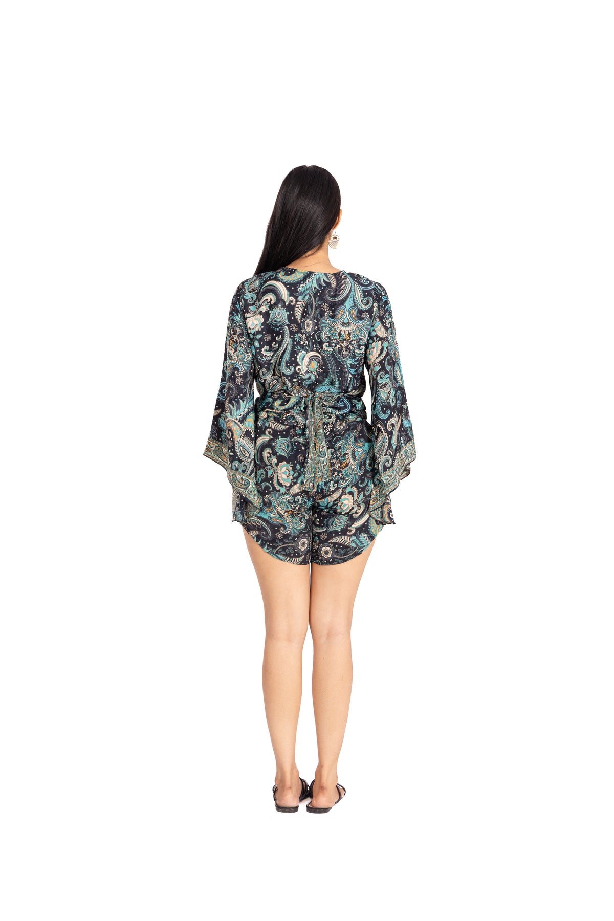 Midnight Teal Paisley Shorts Co-ord