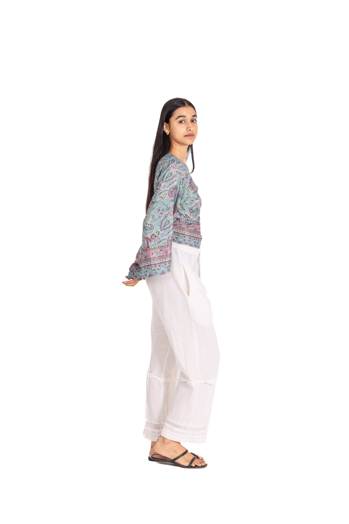 Teal Blossom Wrap Top & Pants Co-ord