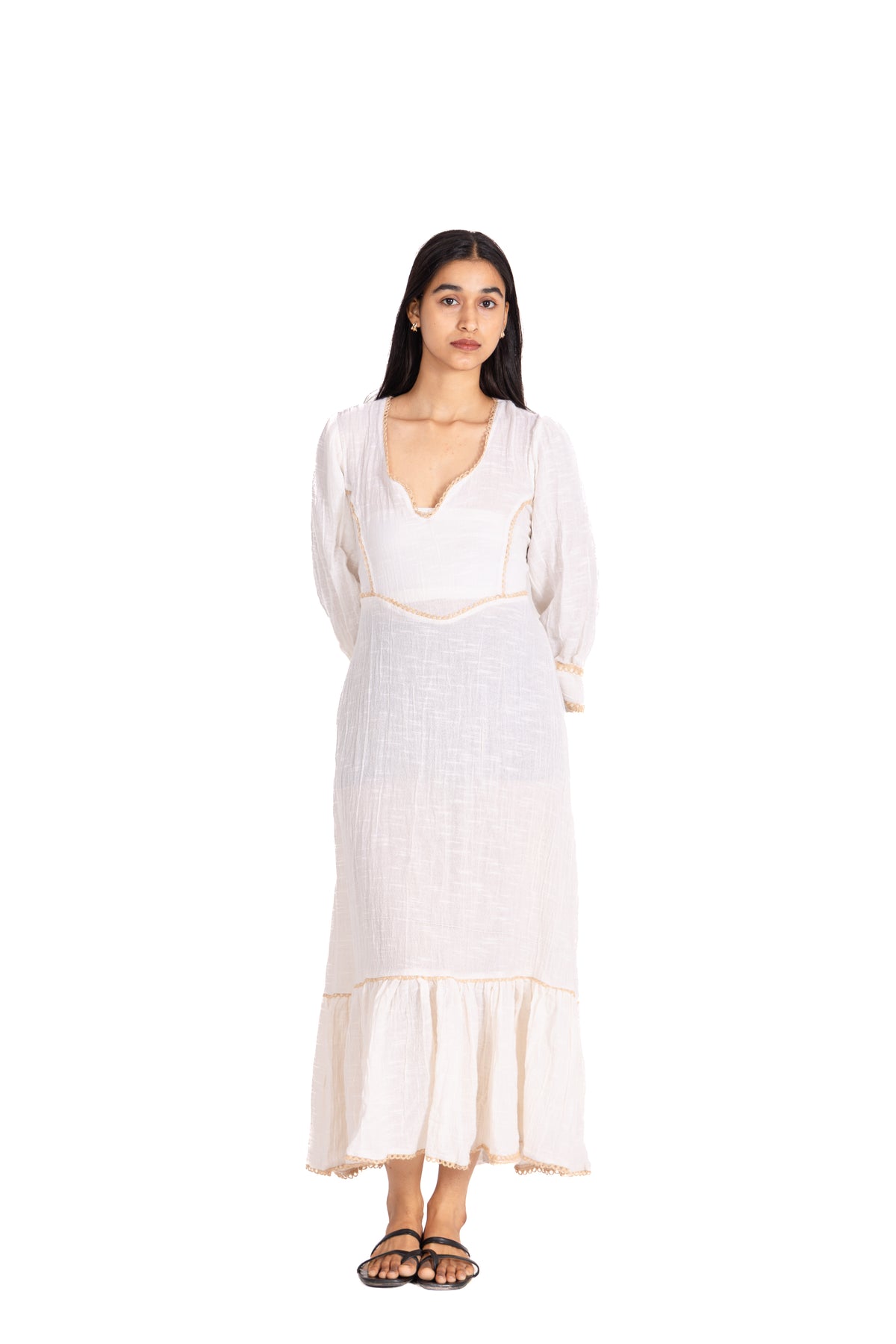 Ivory Mudcloth Ruffle Tiered Dress
