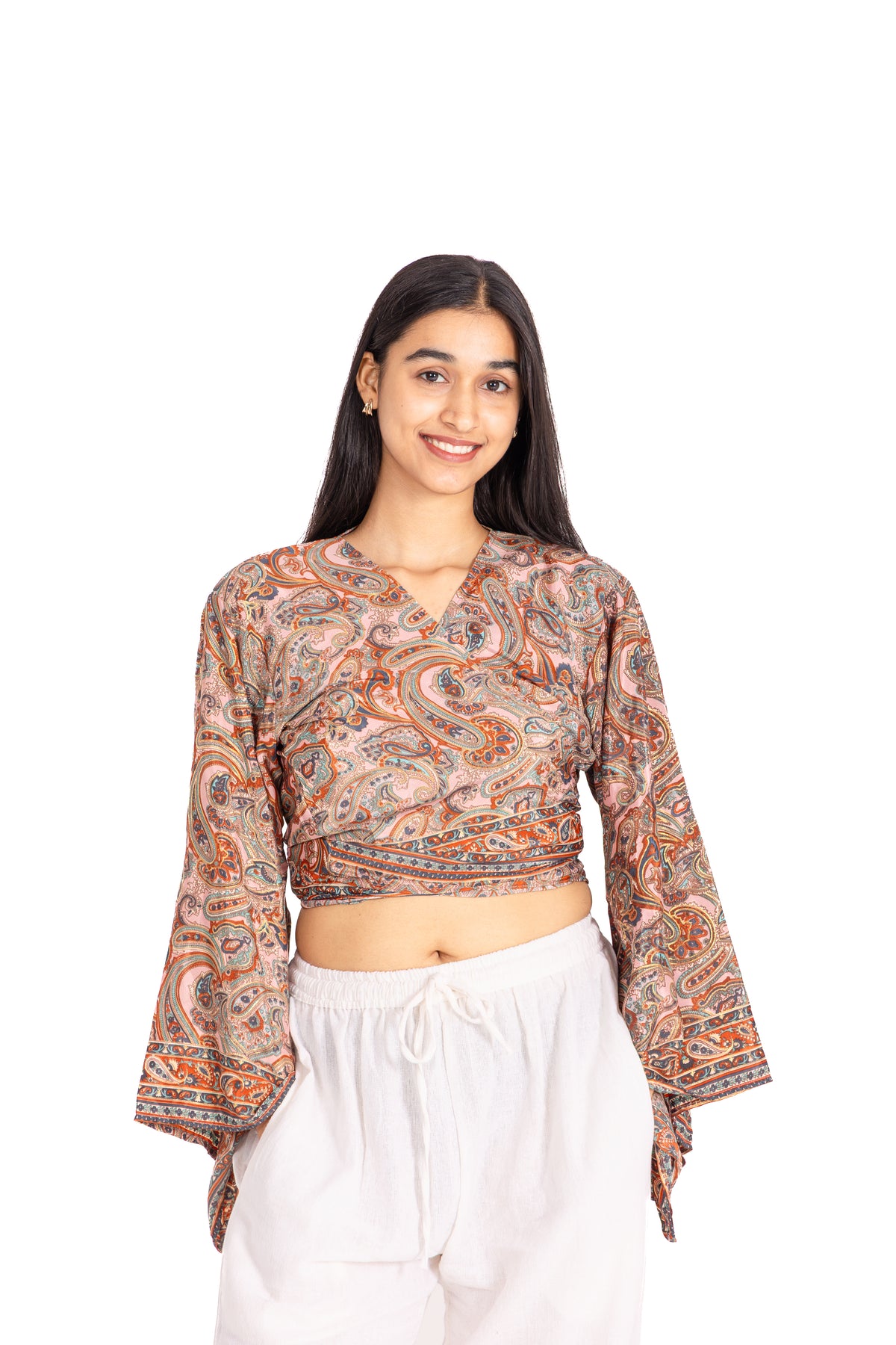 Rust Paisley Wrap Top & Pants Co-ord