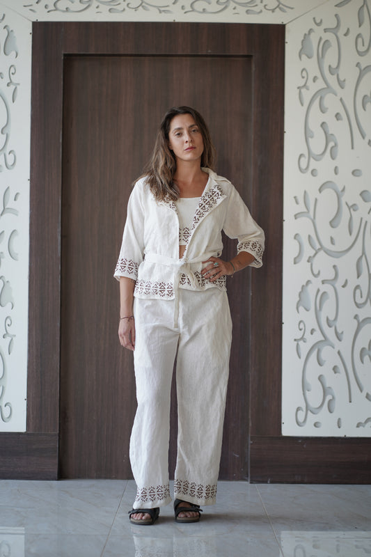 JUTE THREE PIECE BELT CO- ORD SET