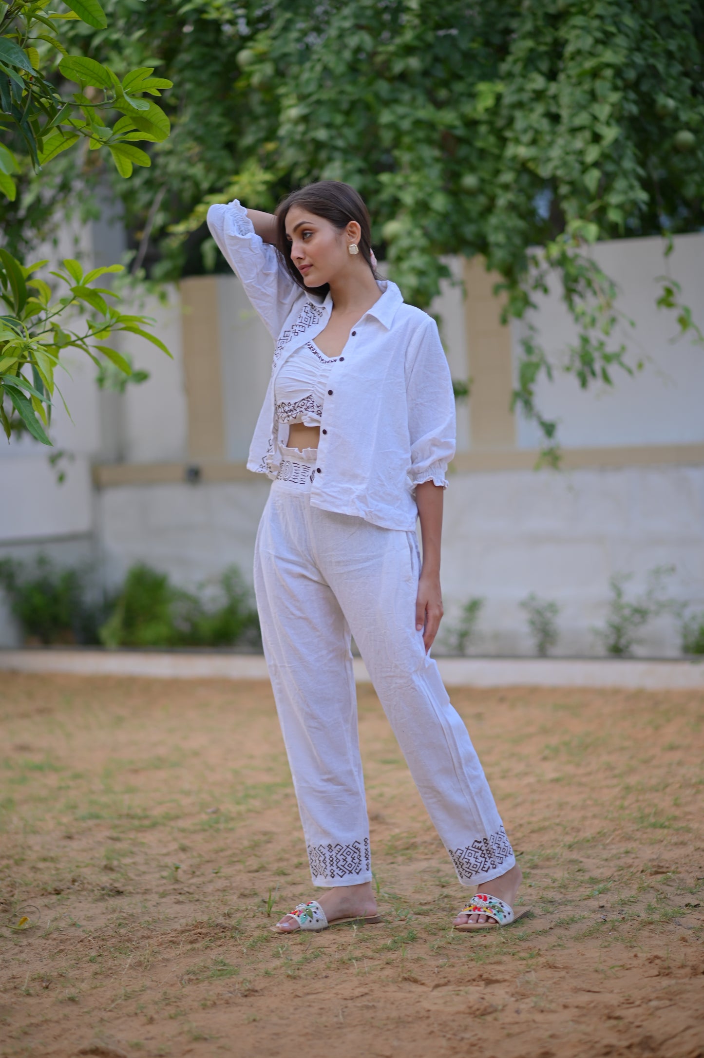 JUTE THREE PIECE BUTTON CO-ORD  SET