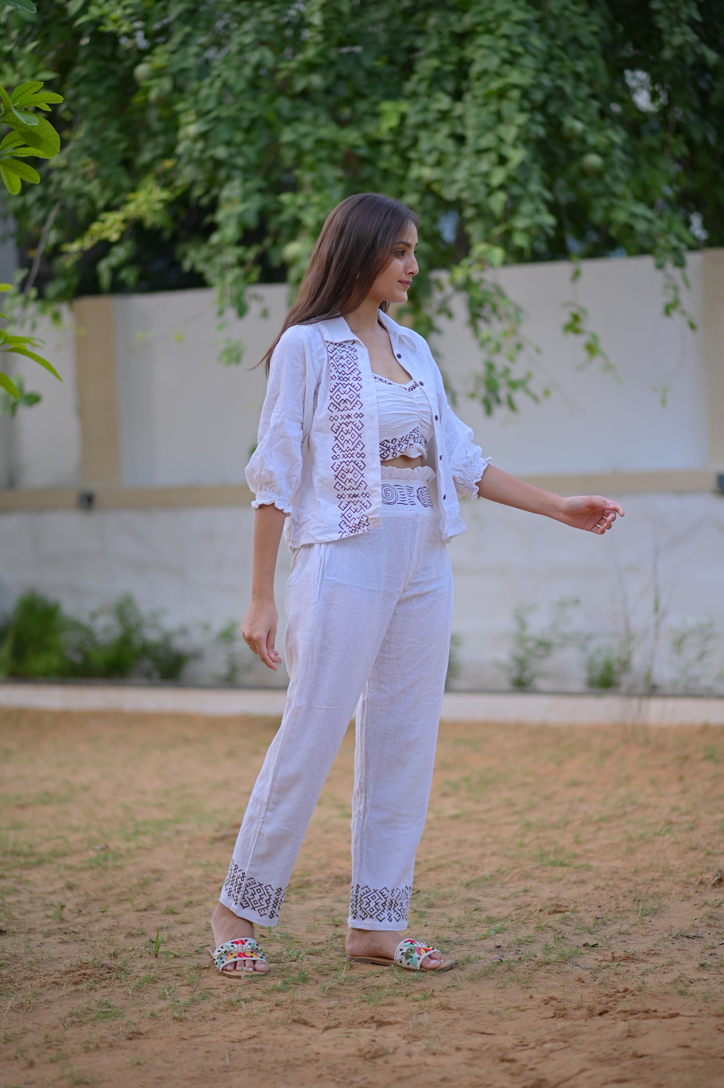 JUTE THREE PIECE BUTTON CO-ORD  SET
