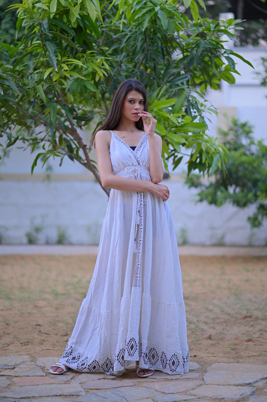 White Boho Chic Maxi Dress