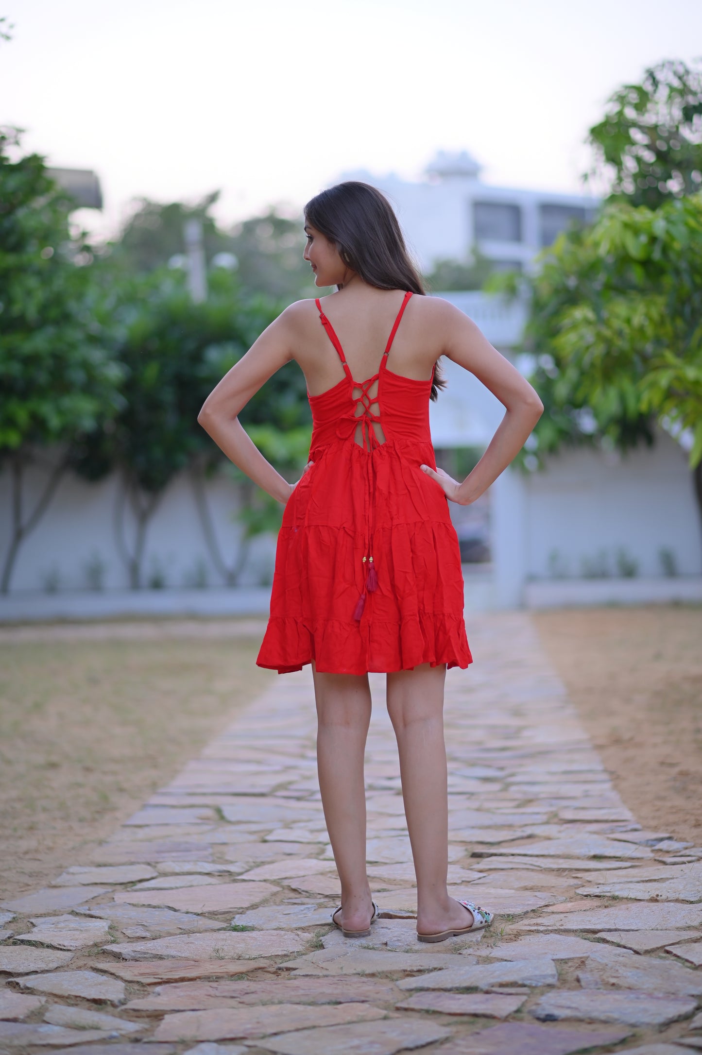 RAYON THREE  FRILL DRESS