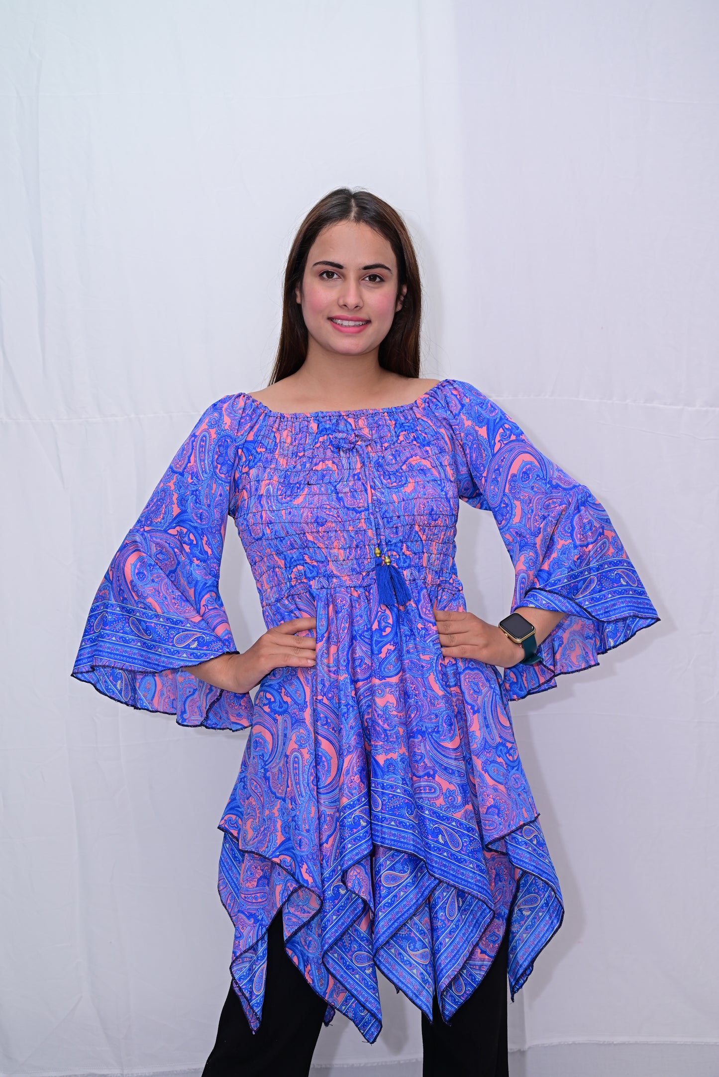 bell sleeve dancing short dress