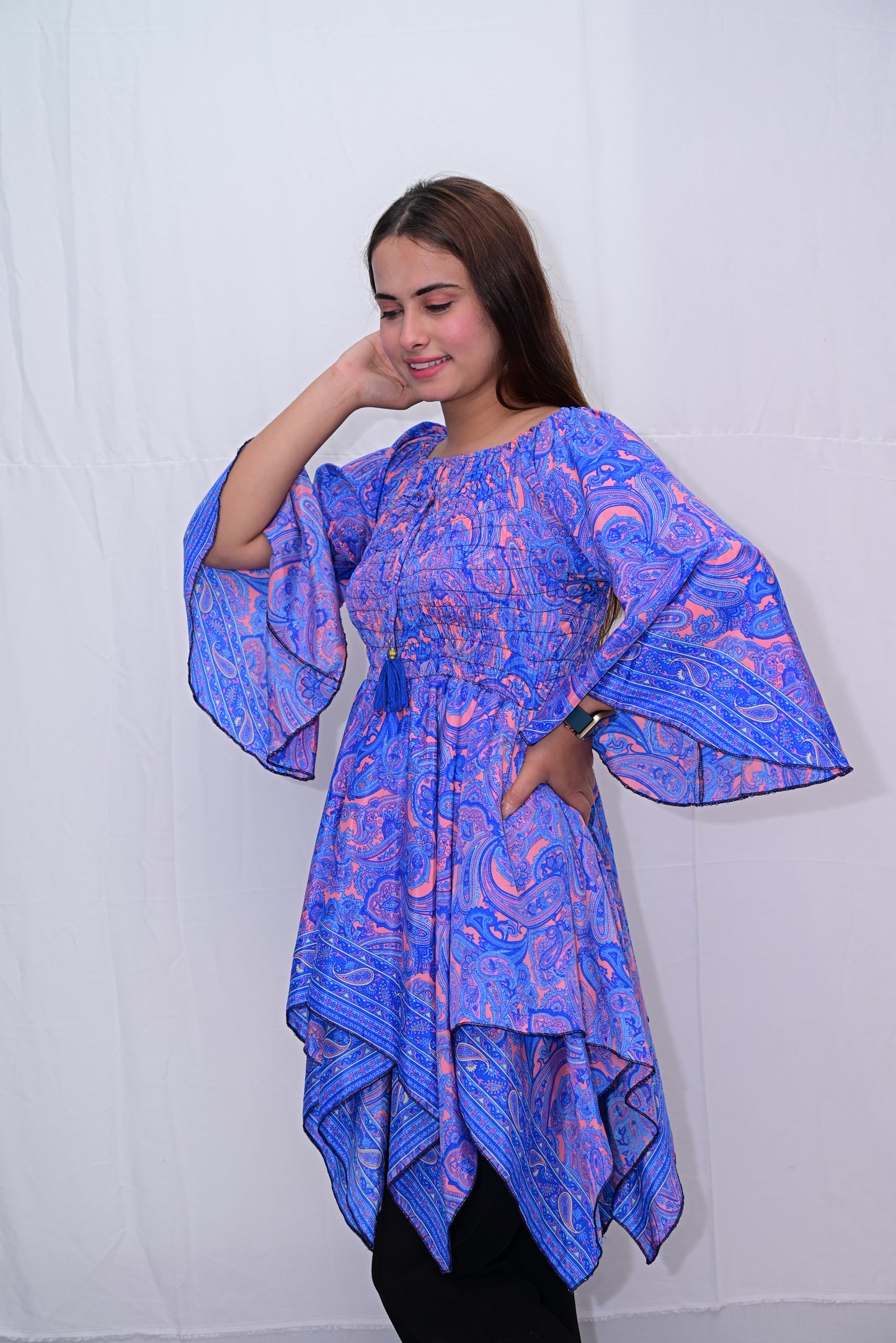 bell sleeve dancing short dress