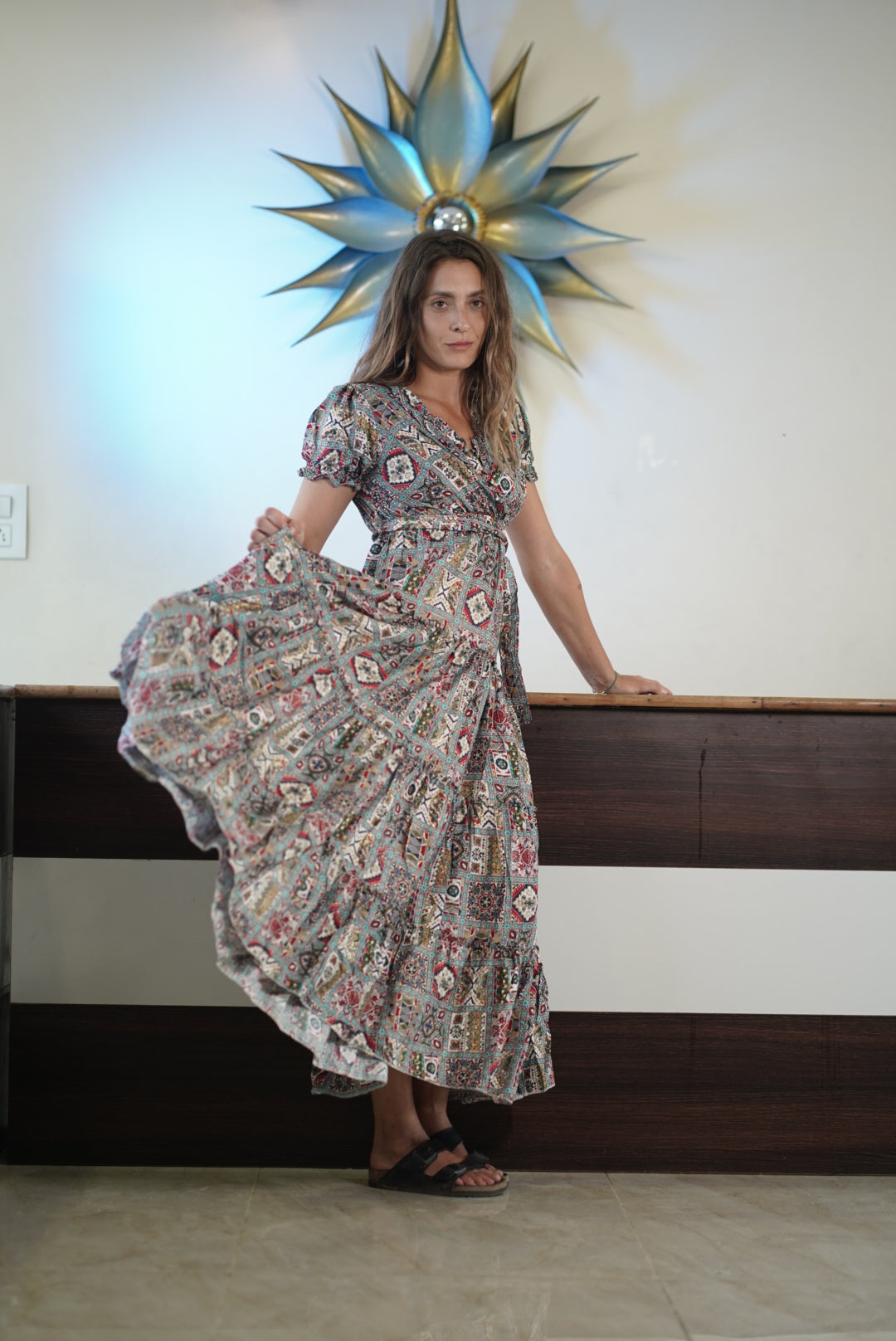 RAYON BODY FRILL DRESS