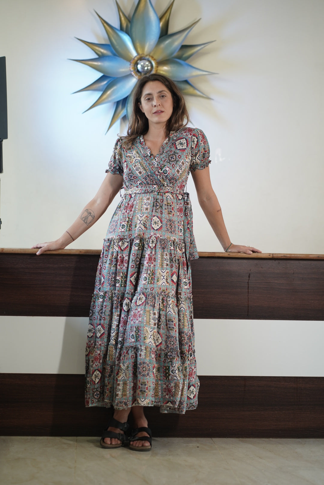 RAYON BODY FRILL DRESS