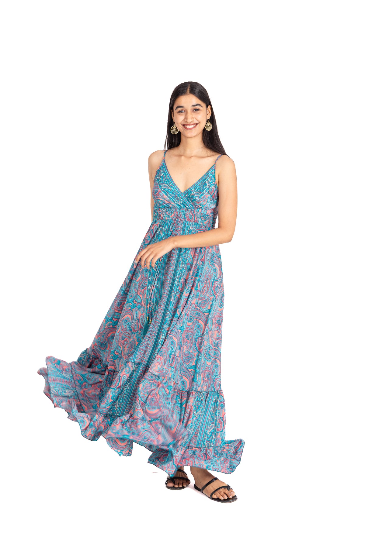 Coral Lagoon Paisley Maxi Dress