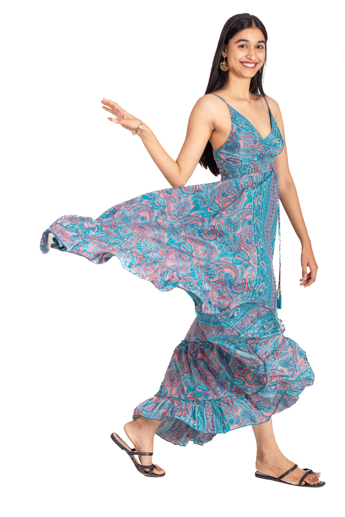 Coral Lagoon Paisley Maxi Dress