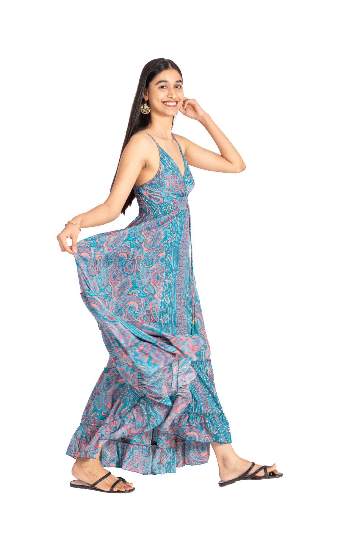 Coral Lagoon Paisley Maxi Dress