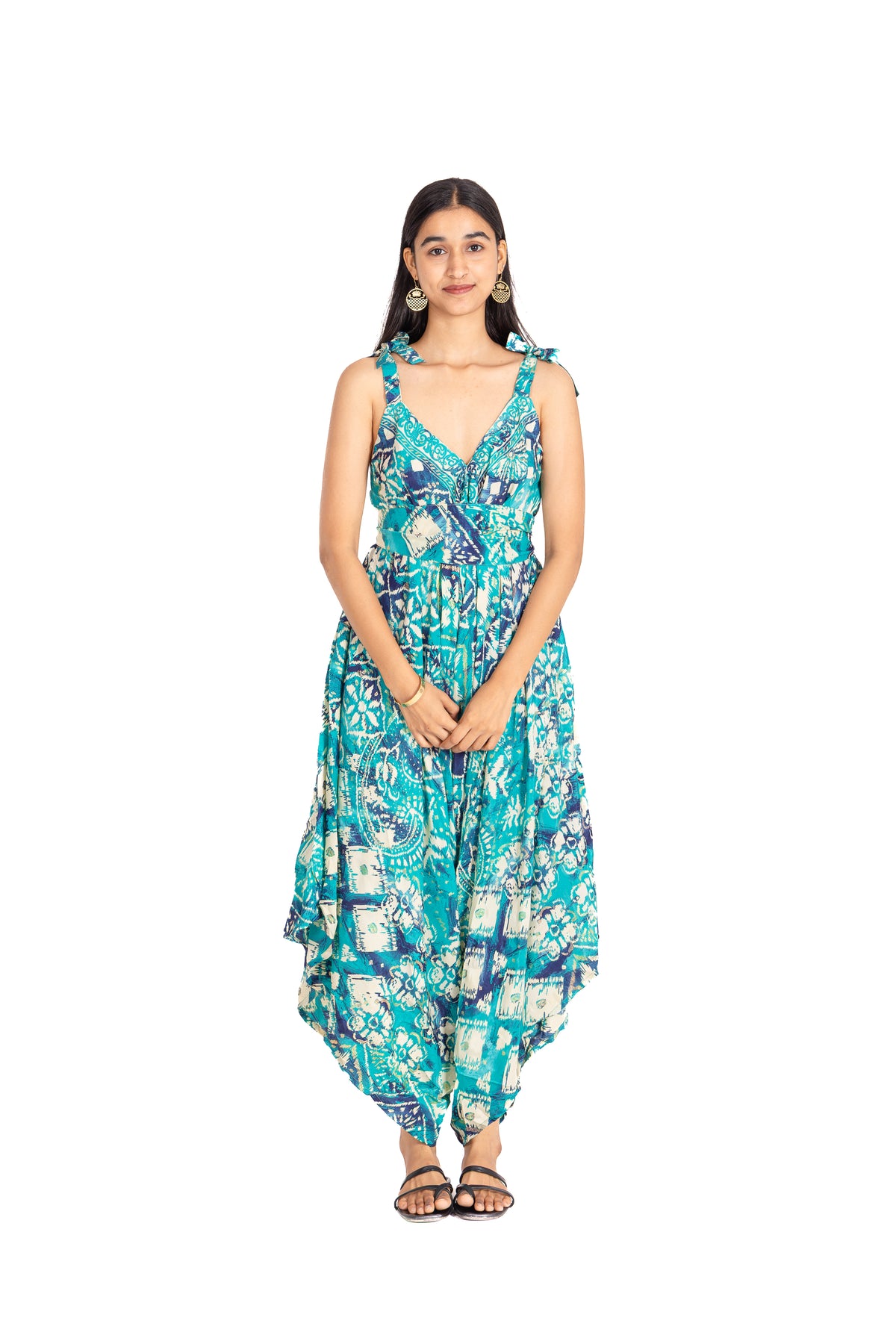 Turquoise Mosaic Dhoti Jumpsuit