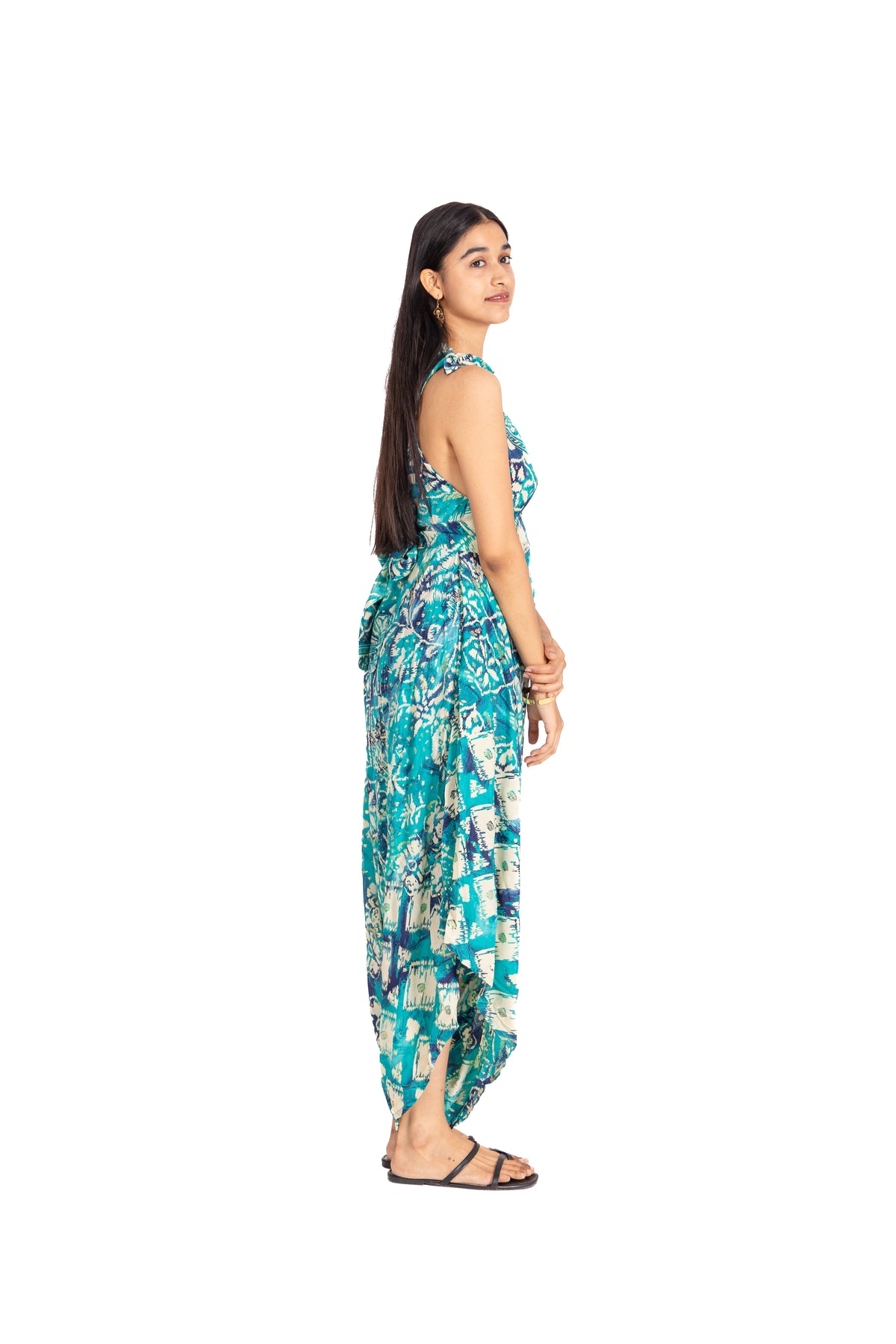Turquoise Mosaic Dhoti Jumpsuit