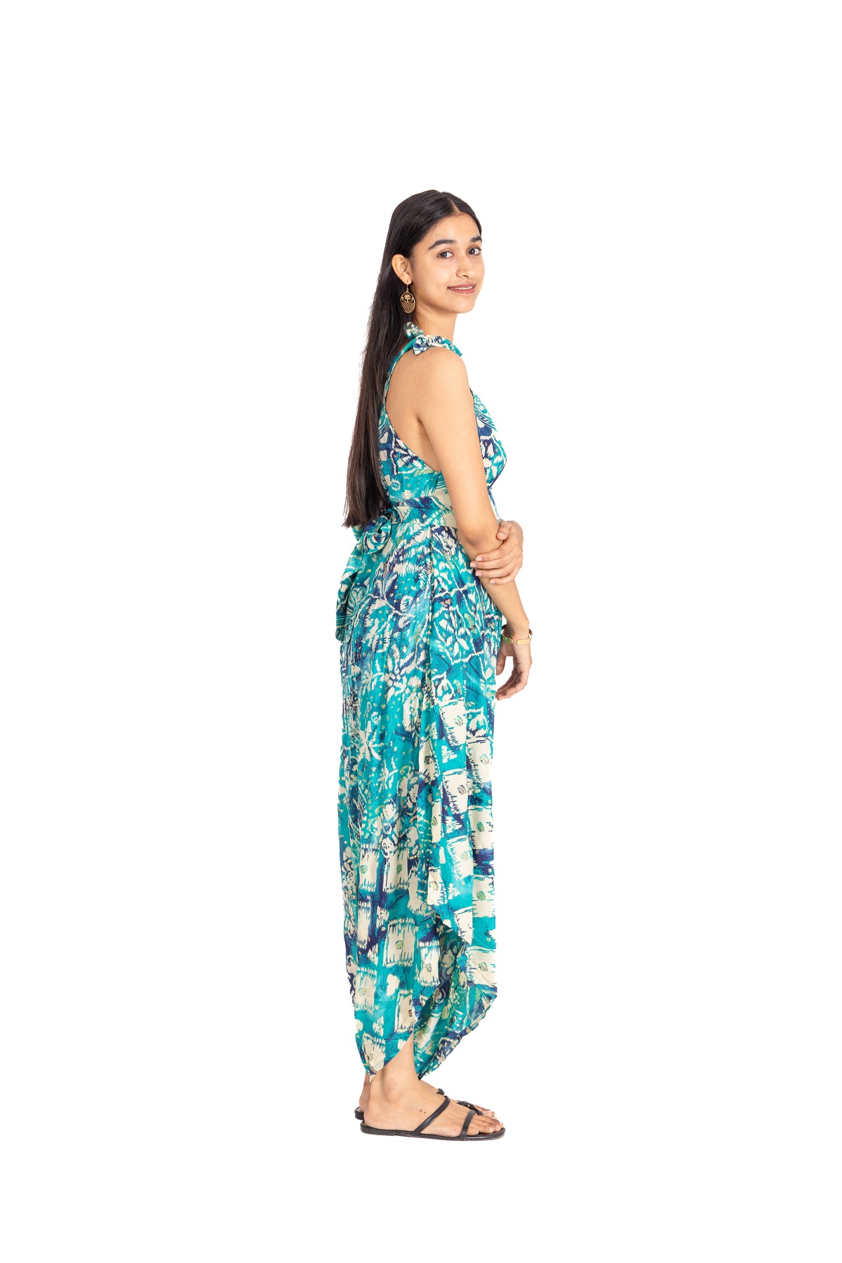 Turquoise Mosaic Dhoti Jumpsuit
