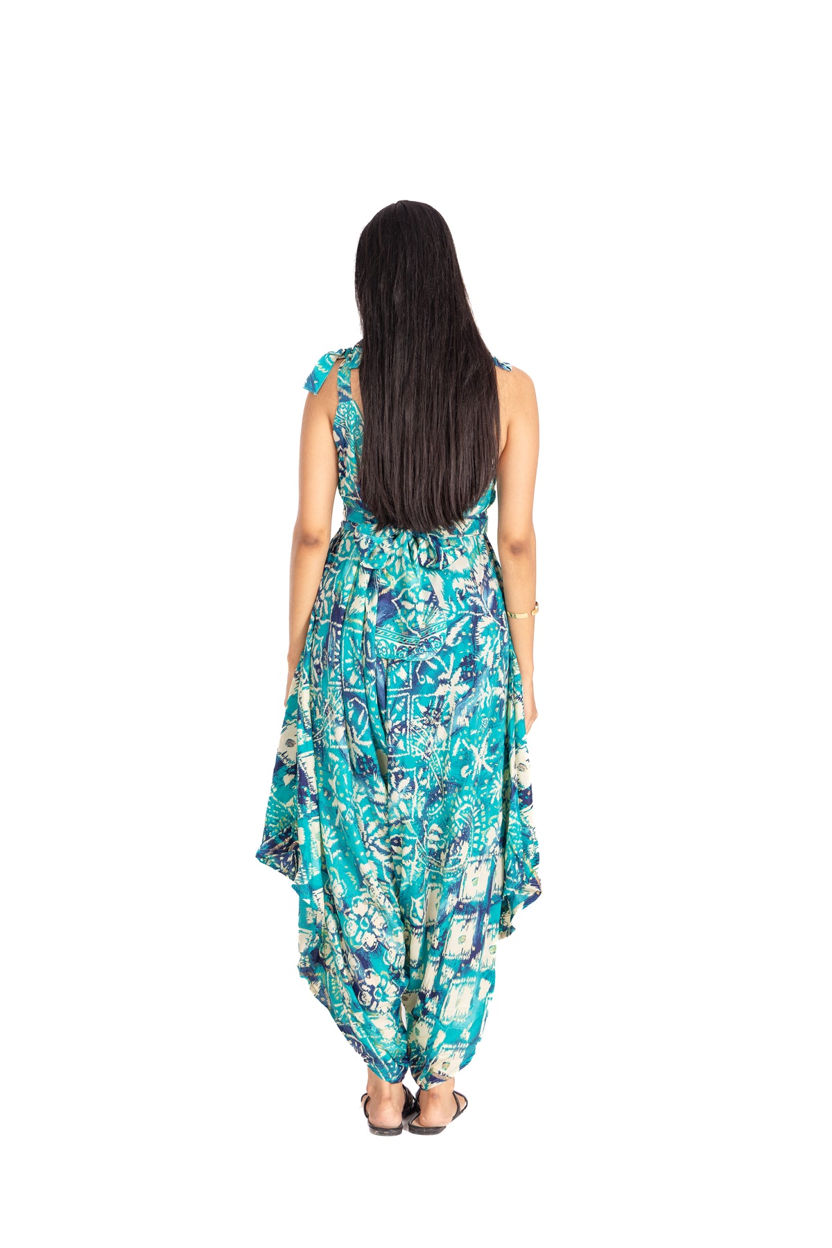 Turquoise Mosaic Dhoti Jumpsuit
