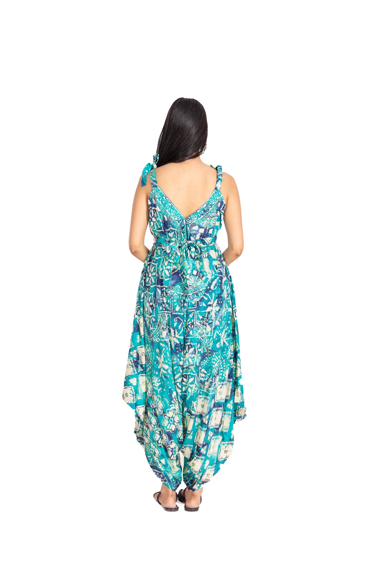 Turquoise Mosaic Dhoti Jumpsuit