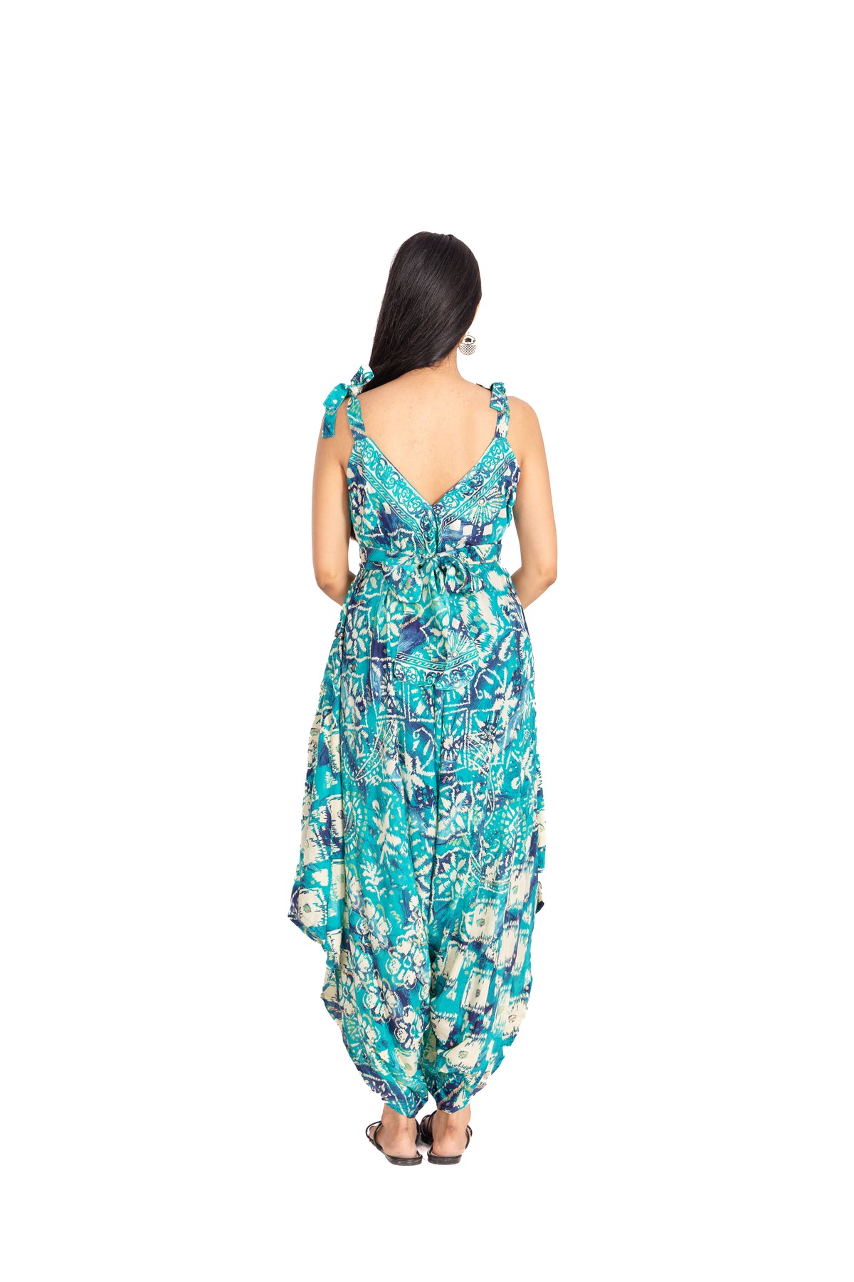 Turquoise Mosaic Dhoti Jumpsuit