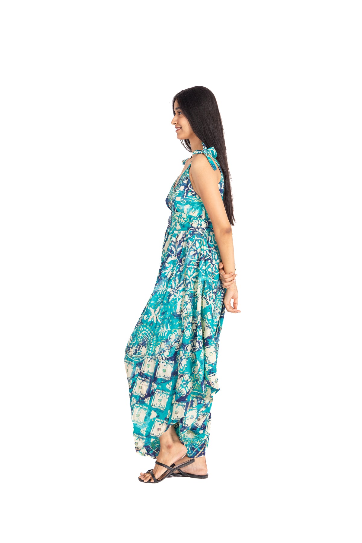 Turquoise Mosaic Dhoti Jumpsuit