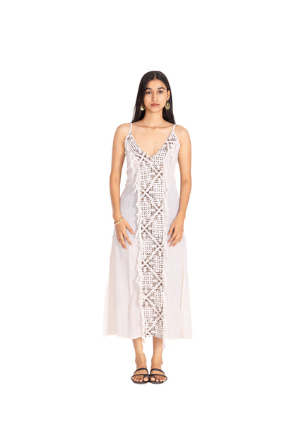 JUTE FRONT BOHO PRINT DRESS
