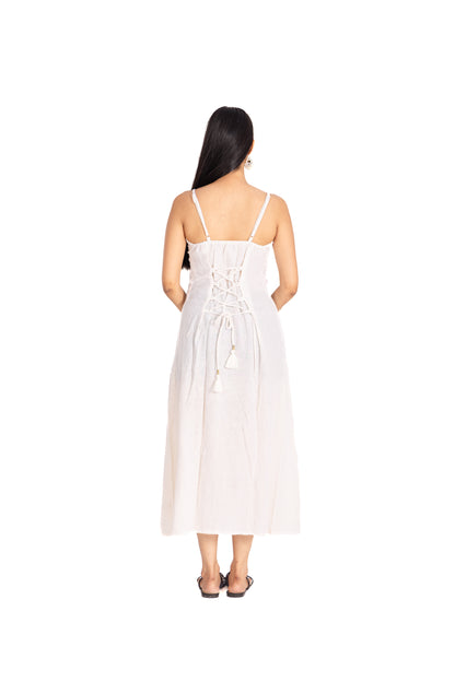 JUTE FRONT BOHO PRINT DRESS