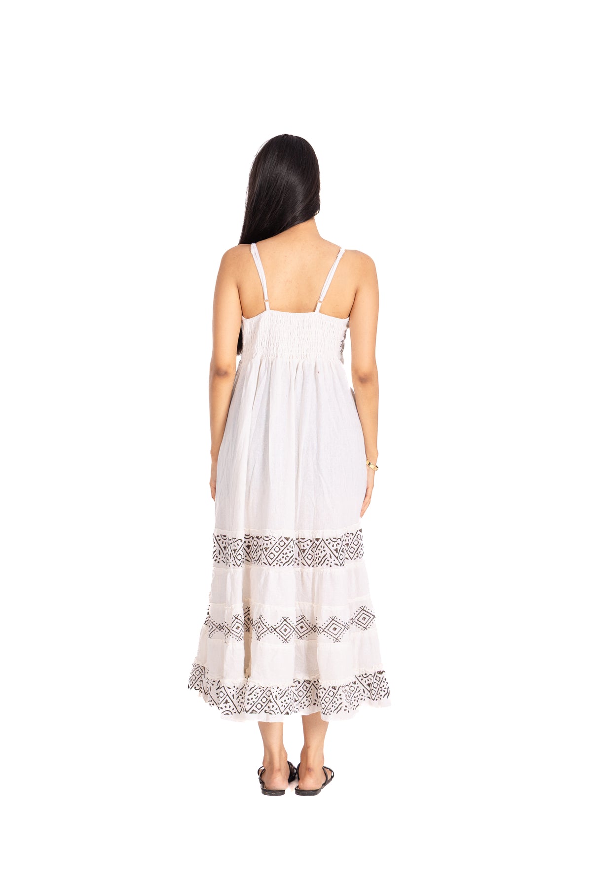 Ivory Embroidered Drawstring Maxi Dress