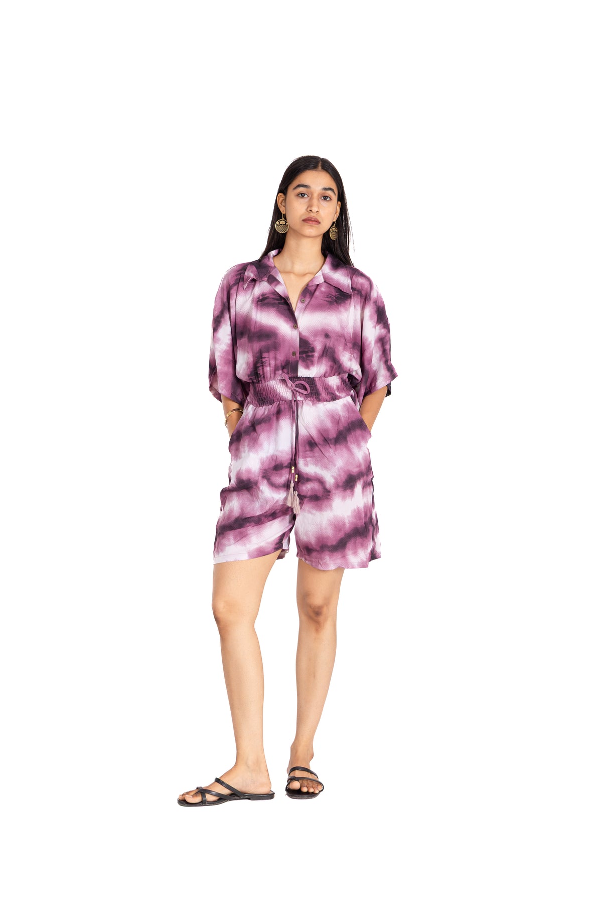 Plum Tie Dye Shorts Co-ord