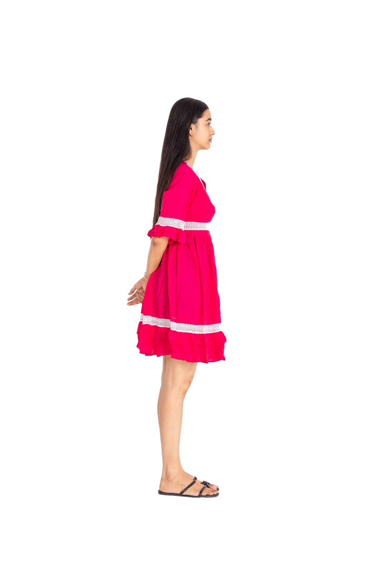 Fuchsia Pink Crochet Trim Dress
