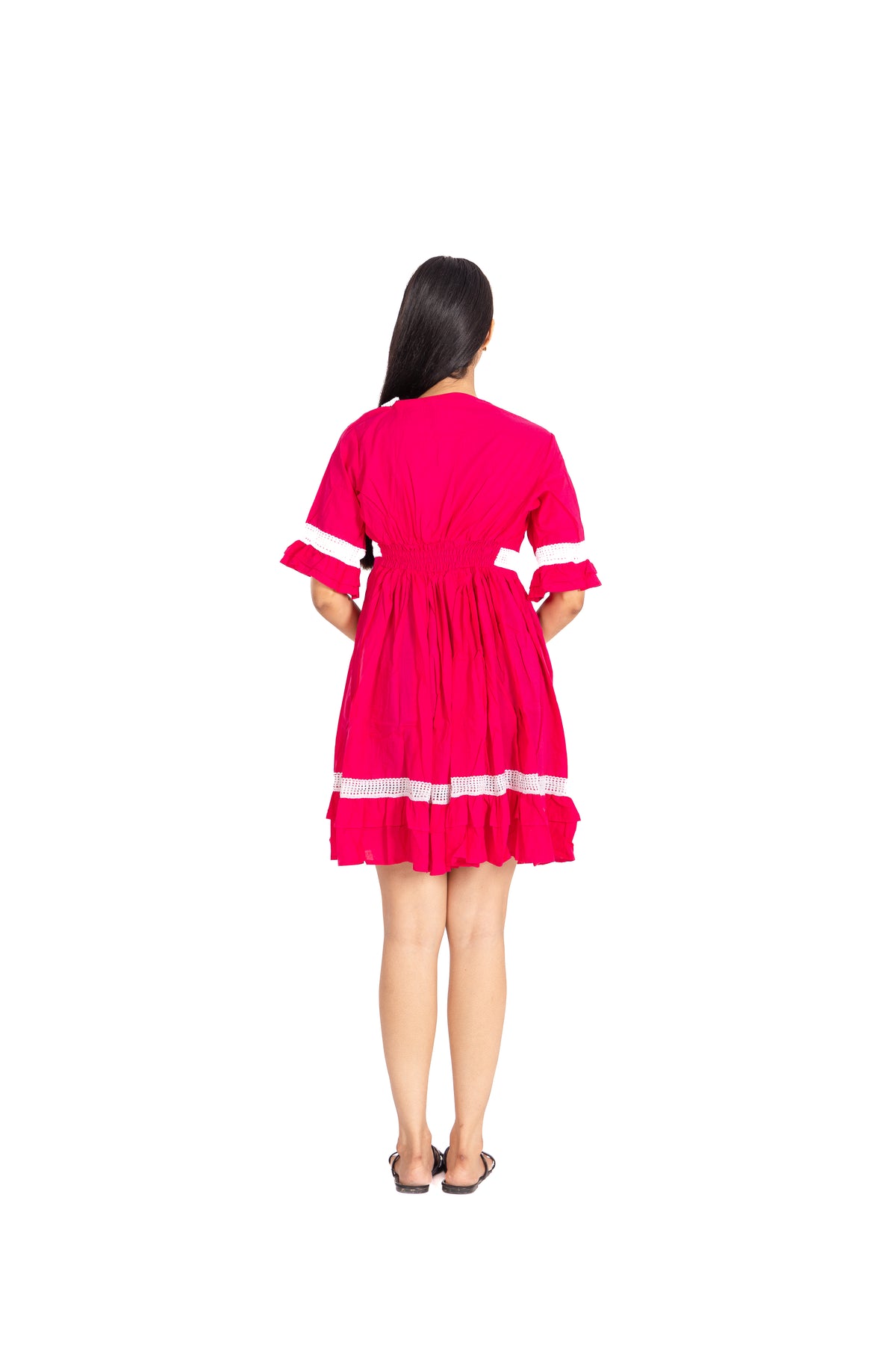 Fuchsia Pink Crochet Trim Dress