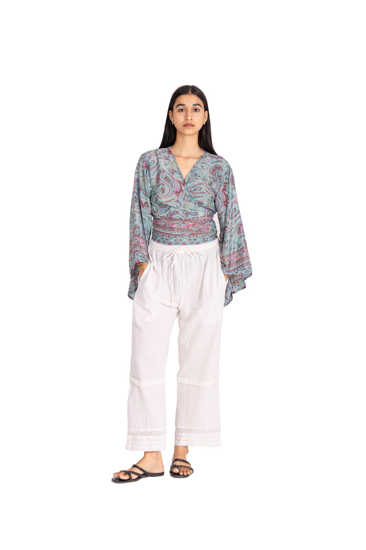 Teal Blossom Wrap Top & Pants Co-ord