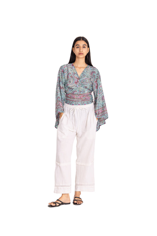Teal Blossom Wrap Top & Pants Co-ord