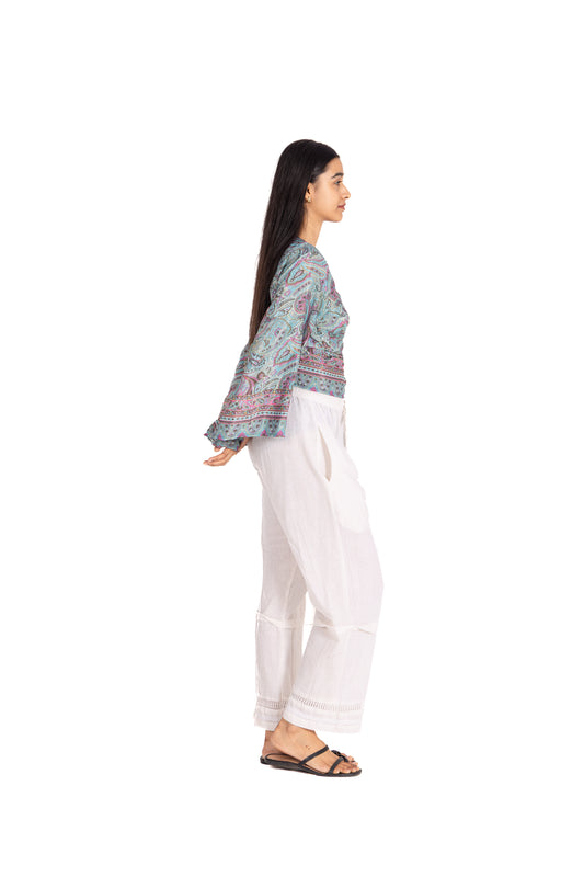 Teal Blossom Wrap Top & Pants Co-ord