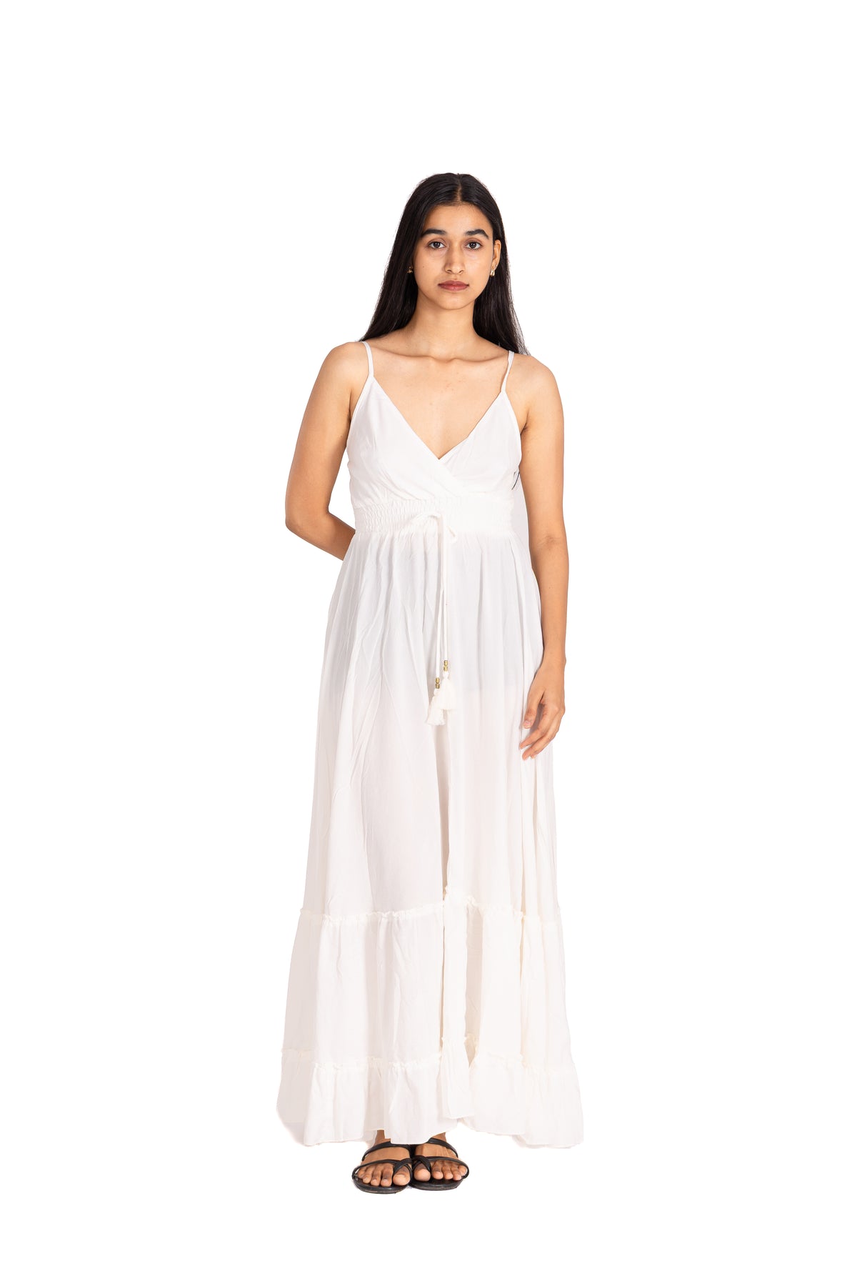 Ivory Gold Trim Kaftan Maxi Dress