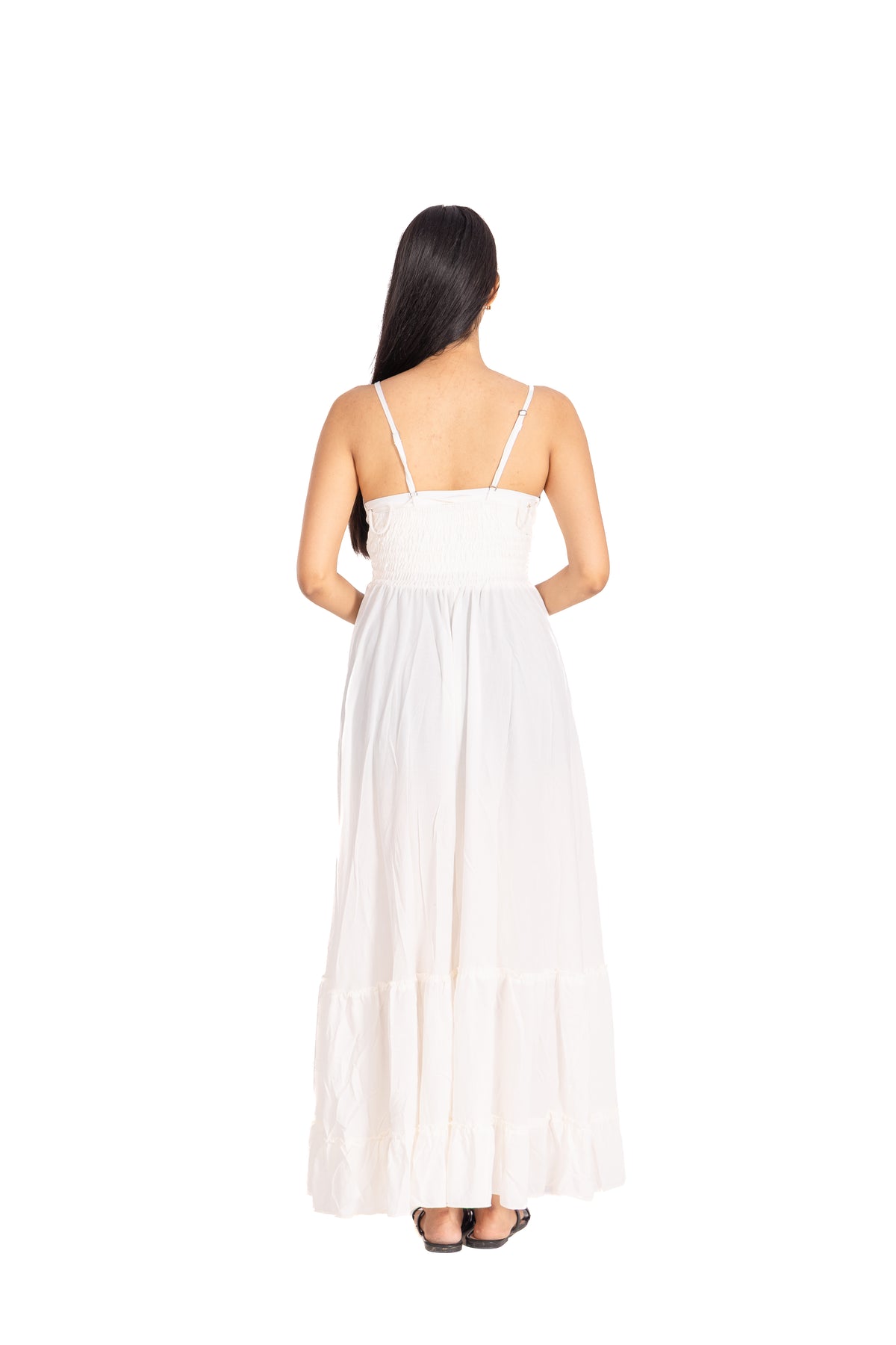 Ivory Gold Trim Kaftan Maxi Dress