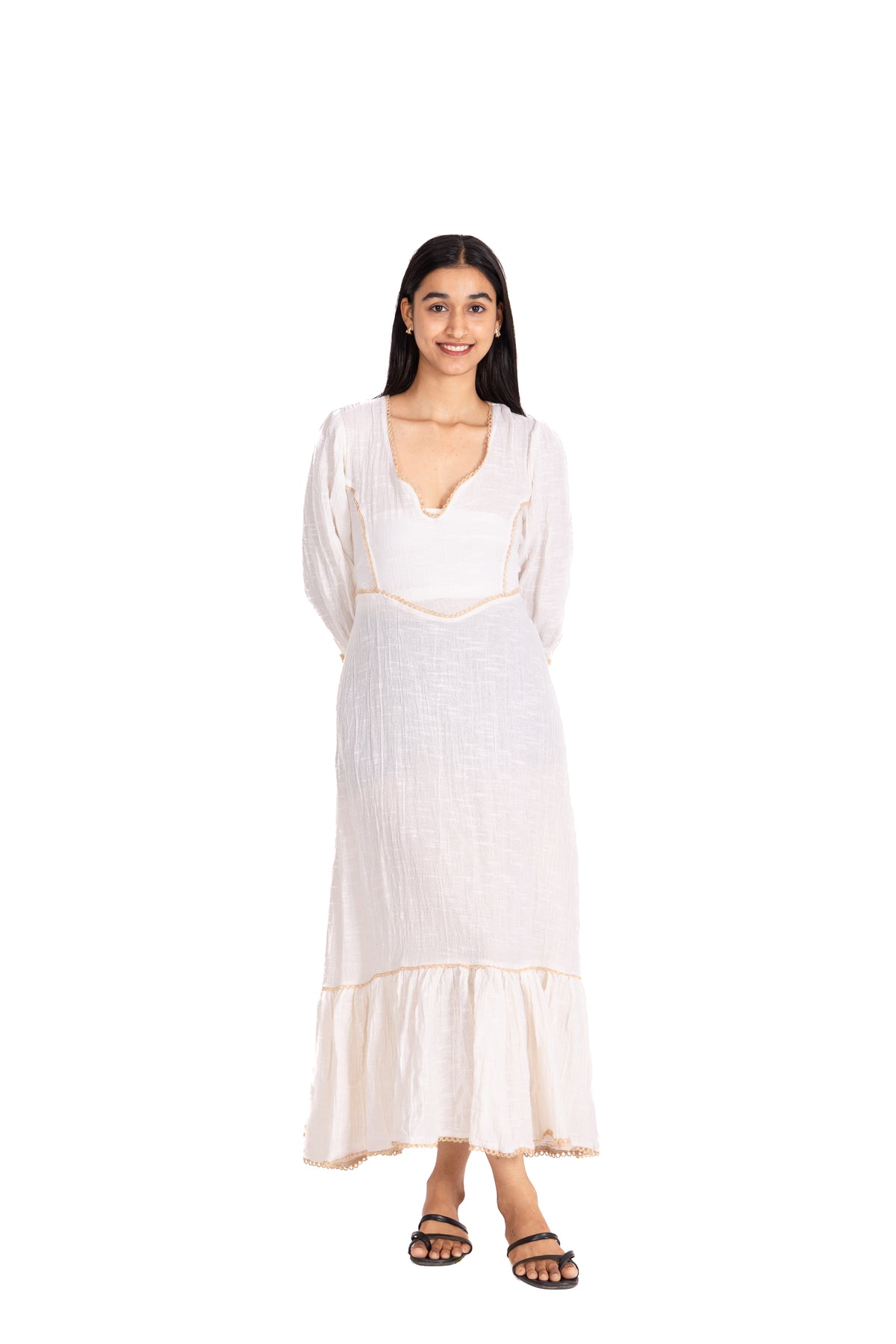 Ivory Mudcloth Ruffle Tiered Dress