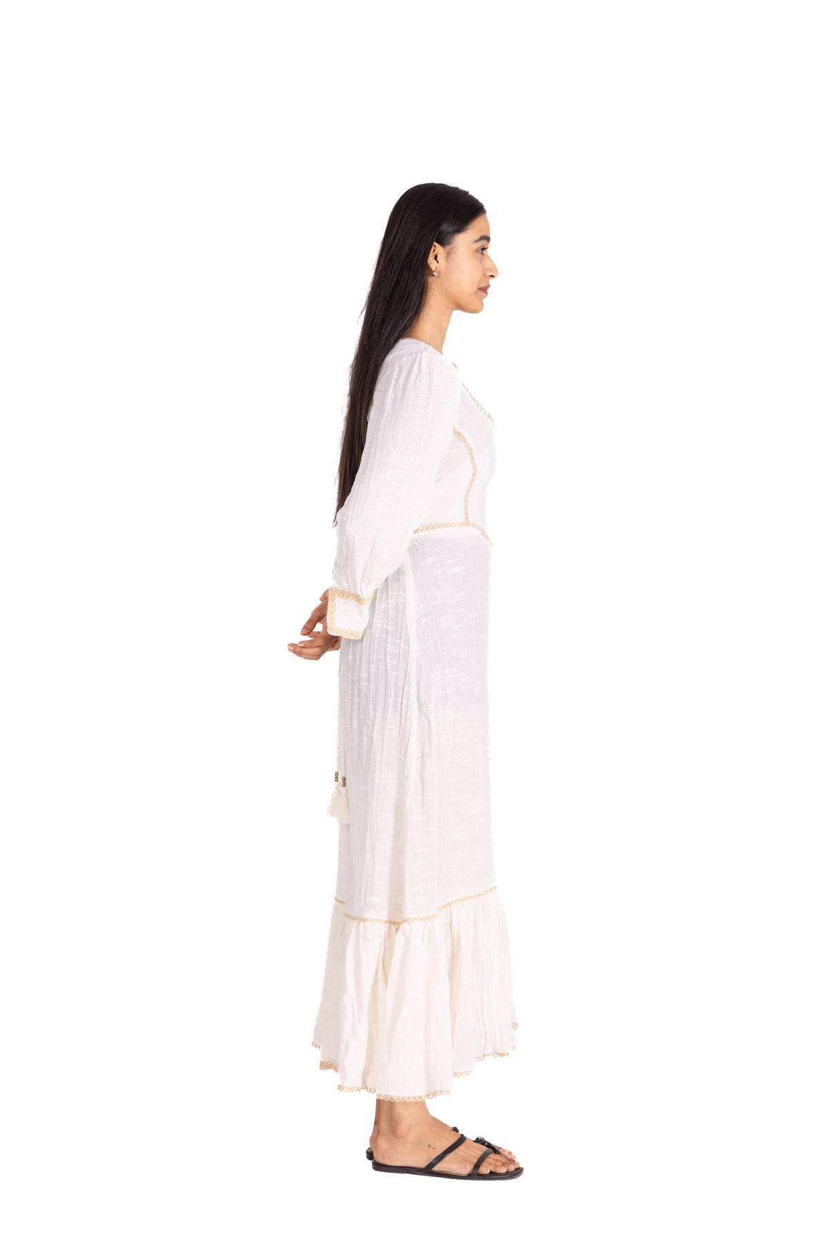 Ivory Mudcloth Ruffle Tiered Dress