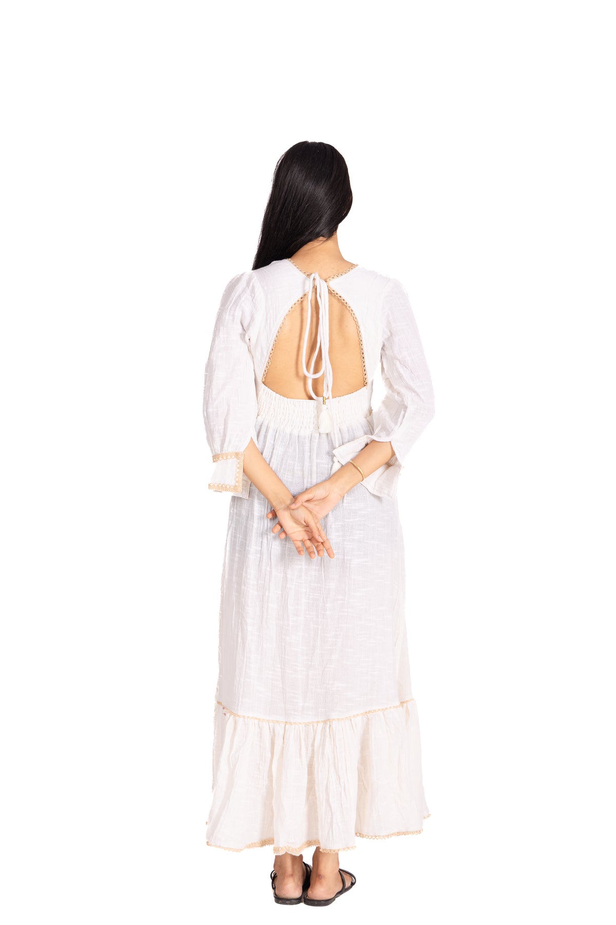 Ivory Mudcloth Ruffle Tiered Dress