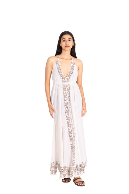 JUTE PRINTED BACKLESS MAGIC DRESS