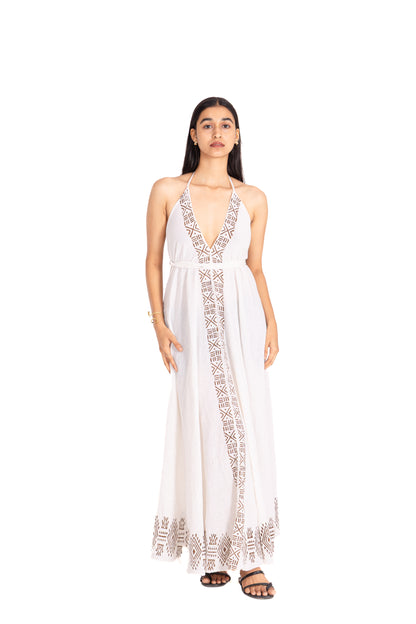 JUTE PRINTED BACKLESS MAGIC DRESS