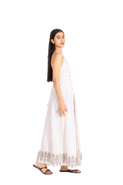 JUTE PRINTED BACKLESS MAGIC DRESS