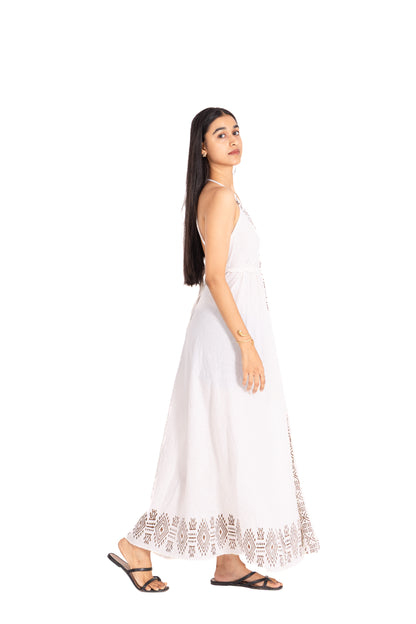JUTE PRINTED BACKLESS MAGIC DRESS