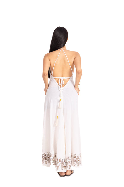 JUTE PRINTED BACKLESS MAGIC DRESS