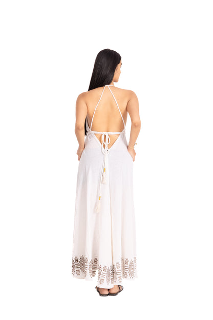 JUTE PRINTED BACKLESS MAGIC DRESS