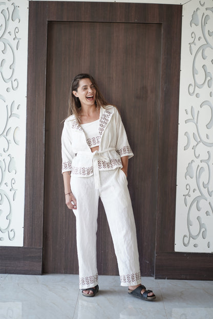 JUTE THREE PIECE BELT CO- ORD SET