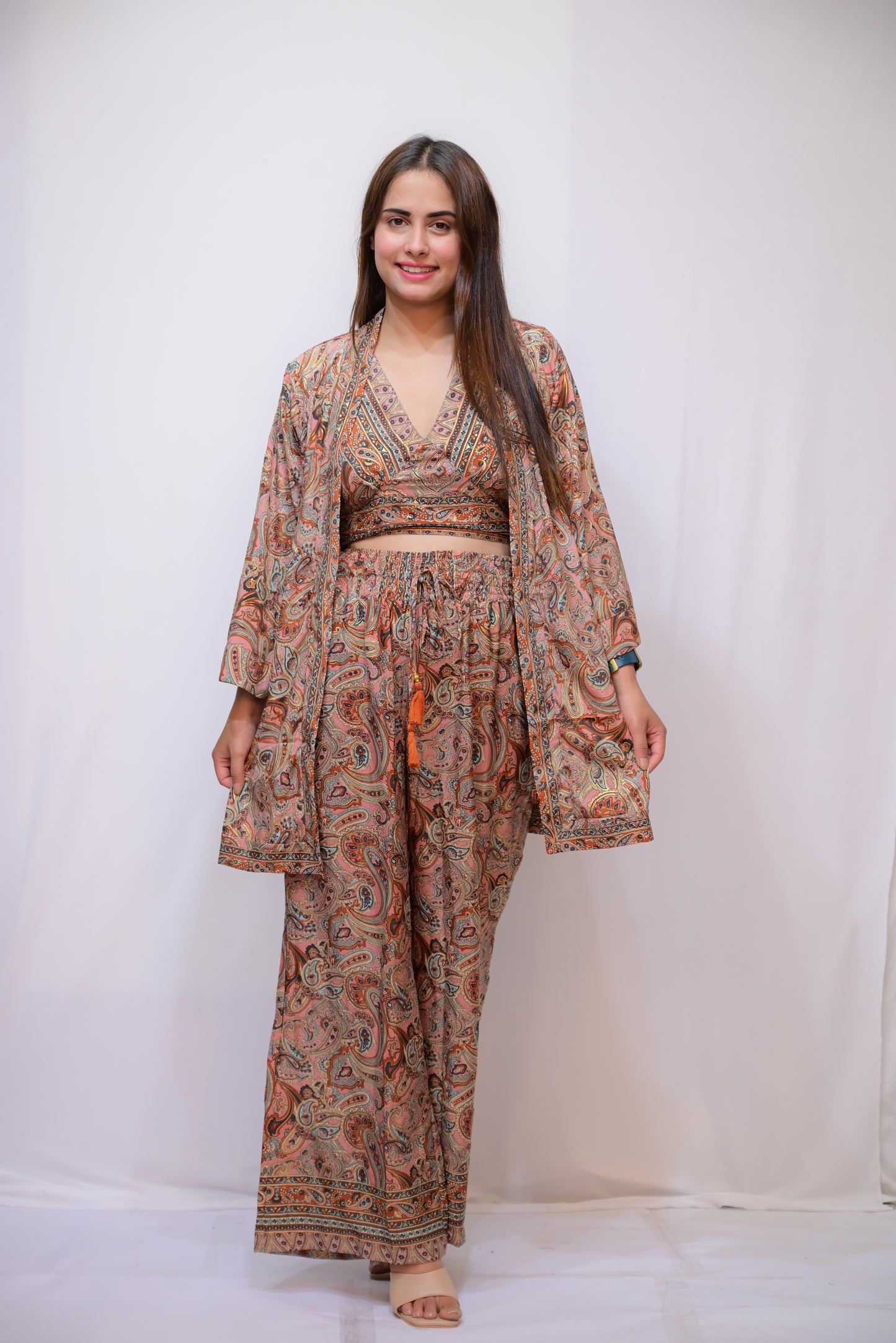 SILK THREE-PIECE CO ORD SET