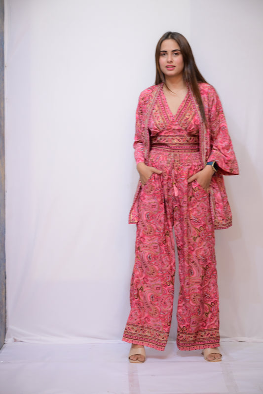 SILK THREE-PIECE CO ORD SET