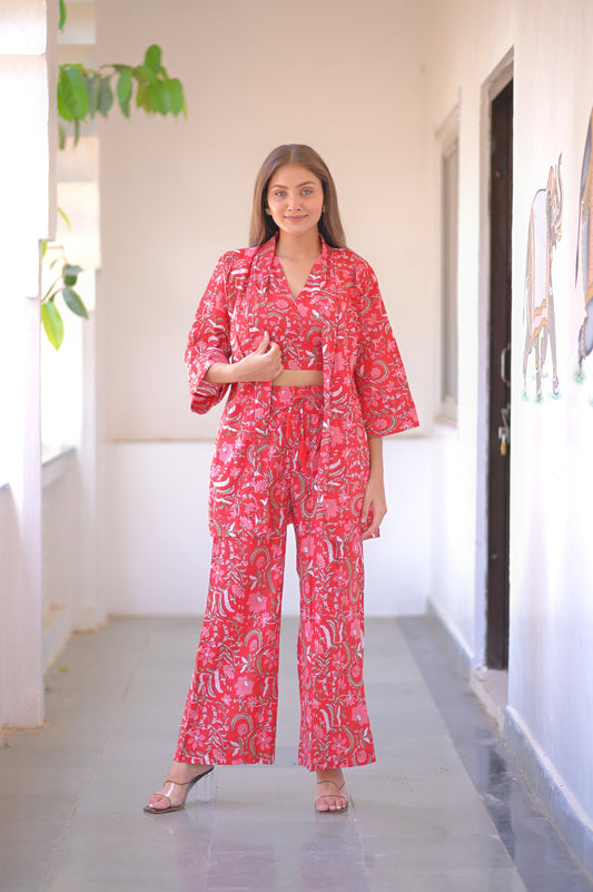 COTTON THREE-PIECE CO ORD SET