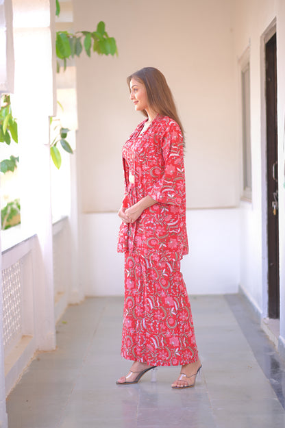 COTTON THREE-PIECE CO ORD SET