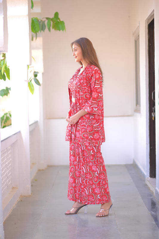 COTTON THREE-PIECE CO ORD SET